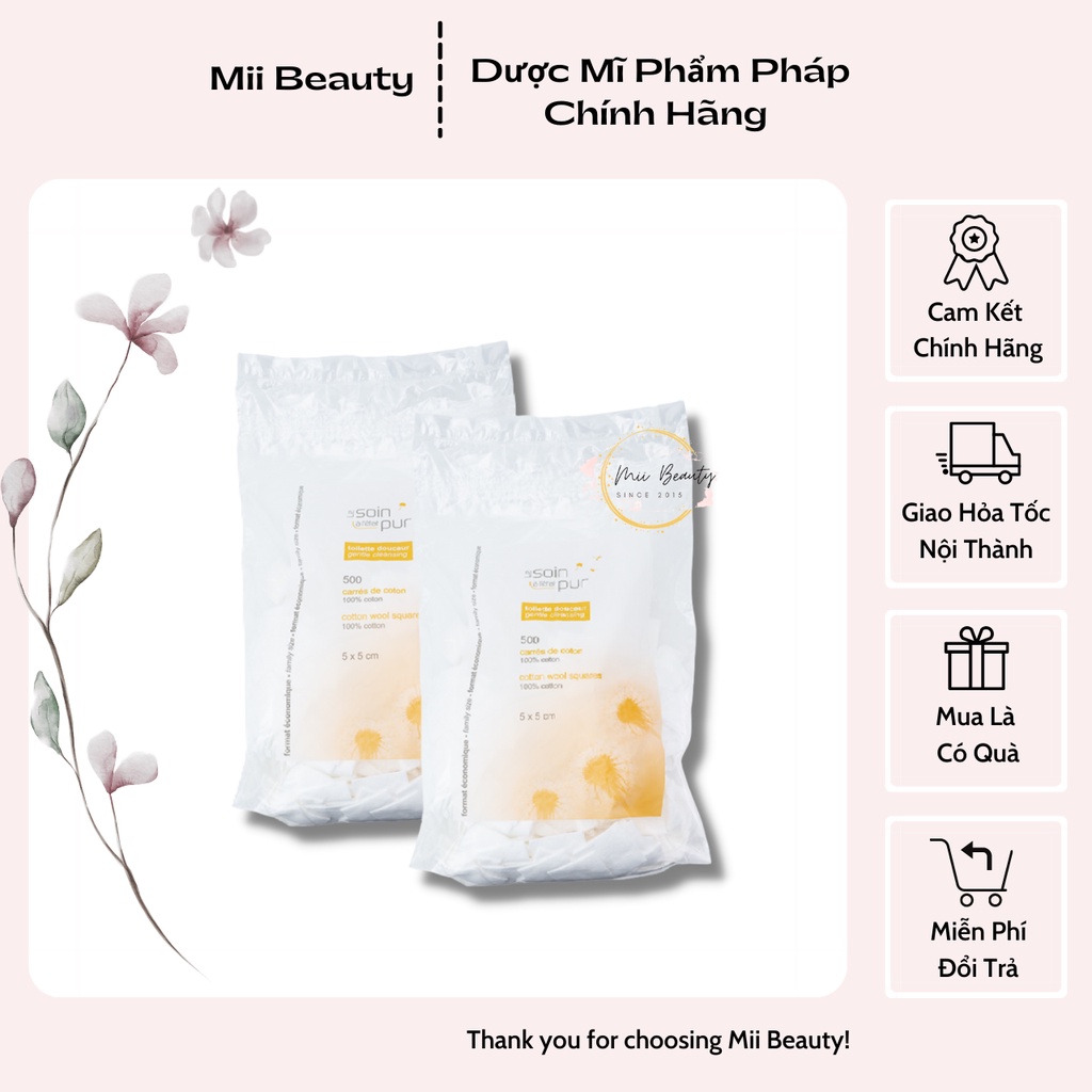 Bông Tẩy Trang Tetra Medical Nội Địa Pháp 500 Miếng làm từ sợi bông tự nhiên không chất tẩy trắng Mii Beauty