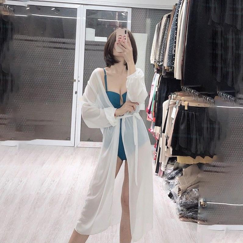 Áo choàng đi biển kimono Voan Ren tay bồng dài tay mặc ngoài bikini đi biển siêu đẹp dáng dài AC004 ! | BigBuy360 - bigbuy360.vn