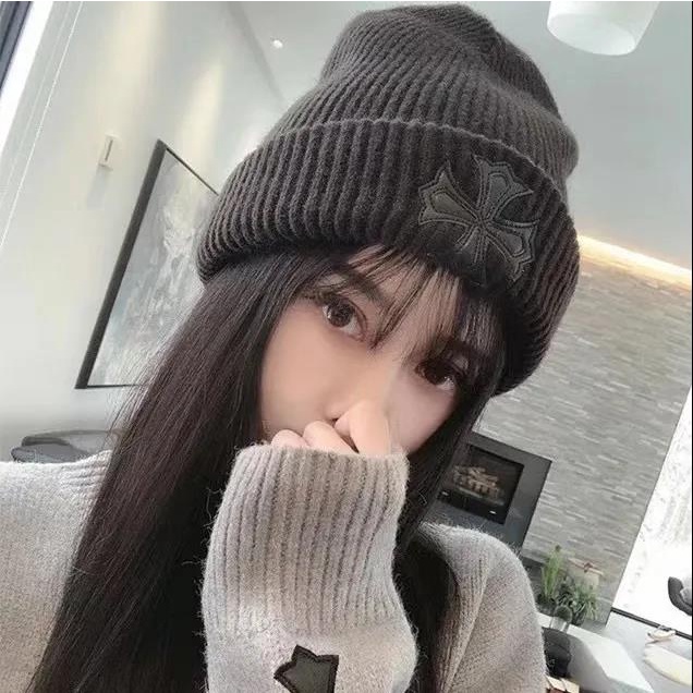 Mũ Len Dệt Kim Màu Sắc Tương Phản Thời Trang Thu Đông Cho Nữ