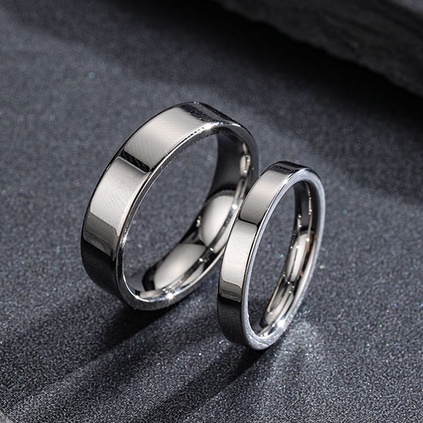 Nhẫn nam nữ tròn Merin Accessories màu bạc thời trang chất Titan đẹp đơn giản không gỉ - Plain Ring Nhỏ Size 8