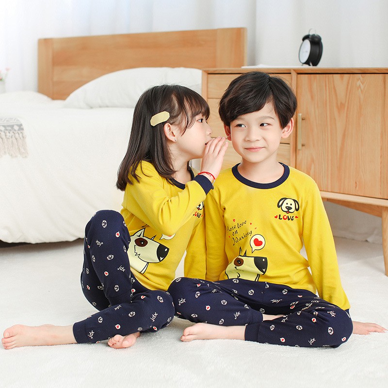 Bộ thun cotton 100% cao cấp hoạt hình ngộ nghĩnh B015- Cún love cho bé 3-13T