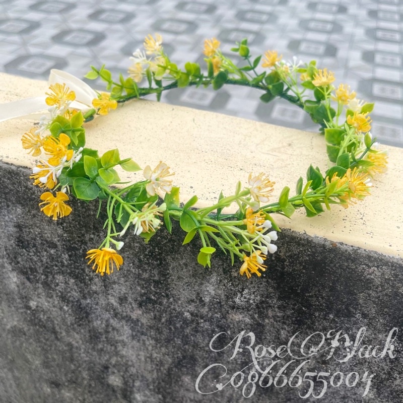 (Có trắng, xanh, hồng) vòng hoa chụp ảnh kỉ yếu lá và hoa nhẹ nhàng mã YR-901