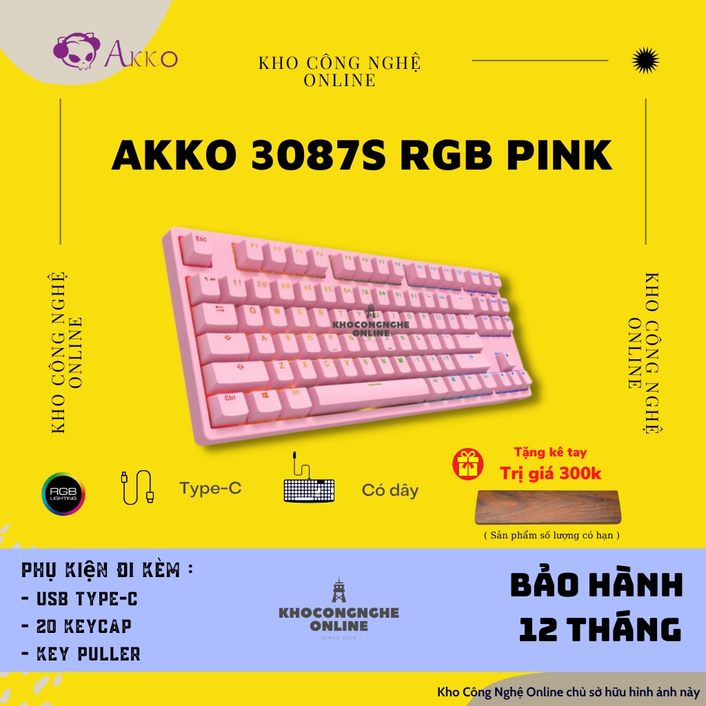 Bàn phím cơ AKKO 3087S RGB – Pink