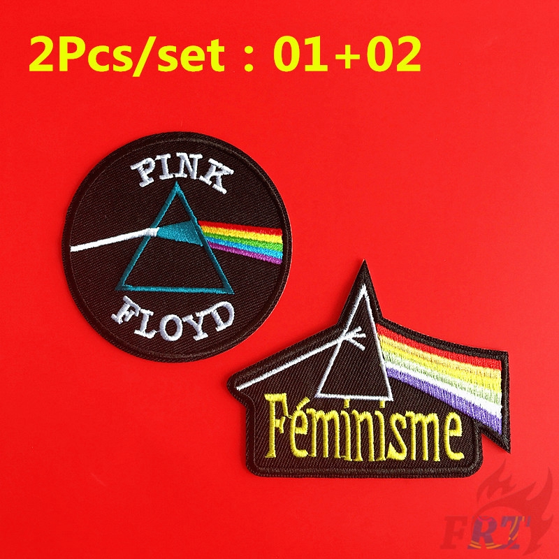 Set 1/2 miếng vải thêu họa tiết chữ Pink Floyd dùng để trang trí quần áo