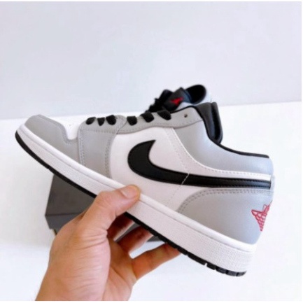 Giày Sneaker Nam Nữ Xám Thấp, Giày Nike Air Jordan 1 JD1 Xám Cổ Thấp