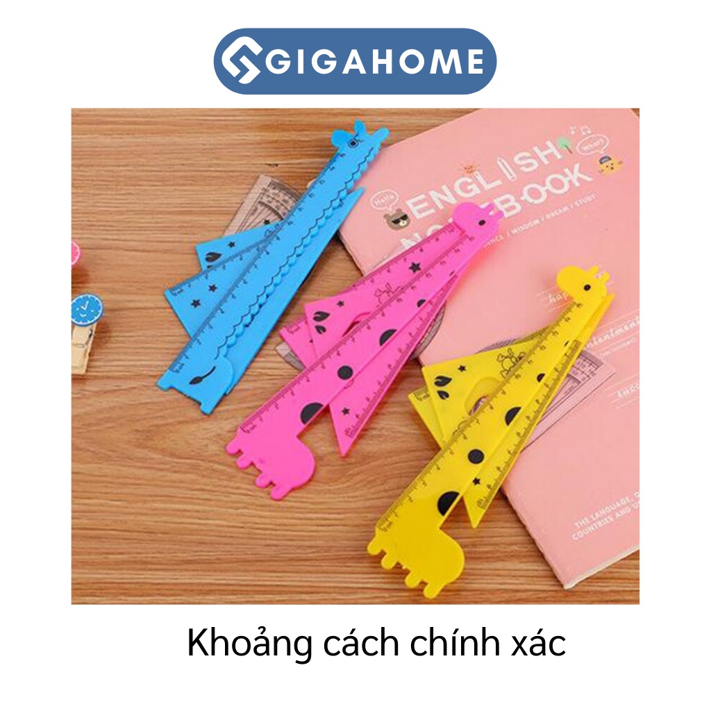 Bộ 4 Thước Kẻ Học Sinh GIGAHOME Đo Góc, Đo Độ Hình Hươu Cao Cổ Đáng Yêu 9110