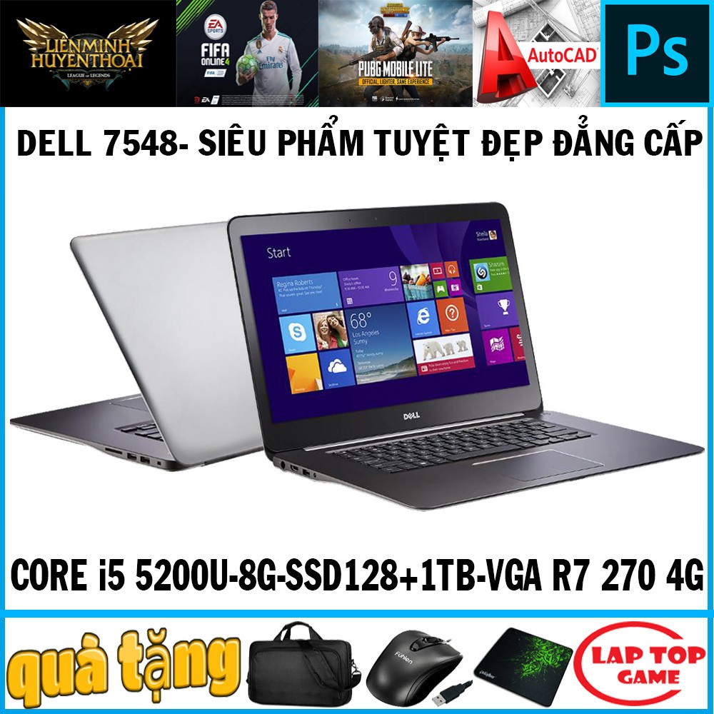 Laptop Dell 7548 . vỏ nhôm nguyên khối. dòng máy lai giữa đồ họa lẫn văn phòng giá rẻbh dài | BigBuy360 - bigbuy360.vn