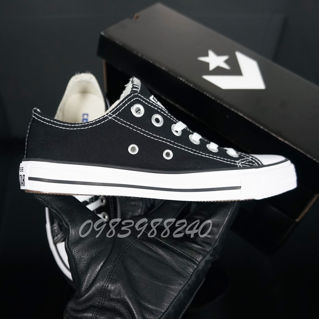 Giày Converse cổ thấp Free ship + hộp giày vải CV classic cổ điển bata canvas hàng 1.1 đủ tem, tag nam nữ. BH slippers.