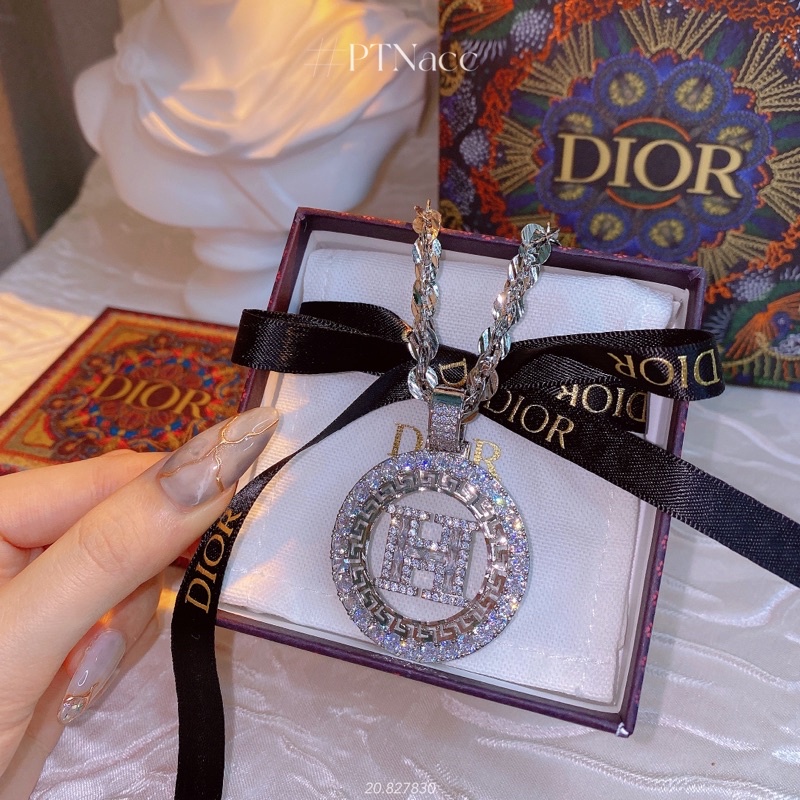 Dây chuyền xoắn xi bạch kim phối mặt chữ H full đá paguet cao cấp . PTNACC