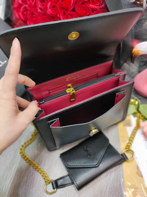 Túi đeo chéo logo cùng màu kèm ví size 22 fullbox