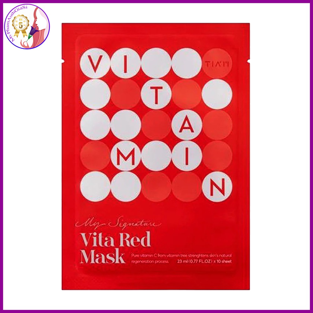 Mặt nạ vitamin c tiam vita red mask dưỡng trắng da căng bóng korea