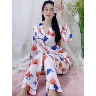 [Free Ship] M dưới 50kg- Bộ dài tay lụa satin