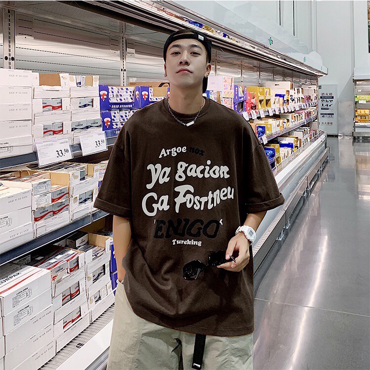 Áo phông nam nữ form rộng 2N Unisex thun cotton in chữ Argoo xanh/nâu/đen