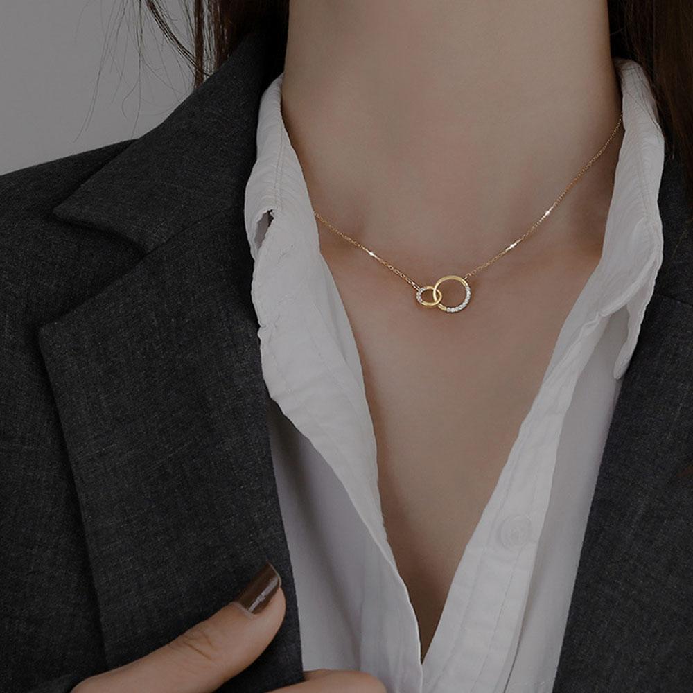 Dây Chuyền Mặt Tròn Đính Đá Zircon Thanh Lịch Cho Nữ|Vòng Cổ Choker Hợp Kim Màu Sắc