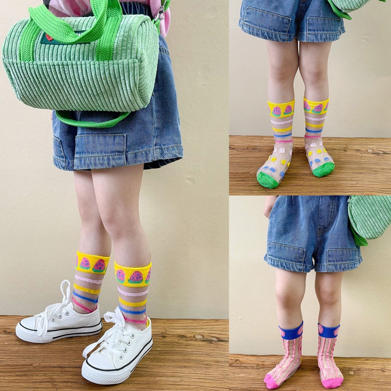 Set 3 Đôi Vớ Siêu Mỏng Phối Lưới Trong Suốt Thời Trang Mùa Hè Cho Bé Trai Và Gái