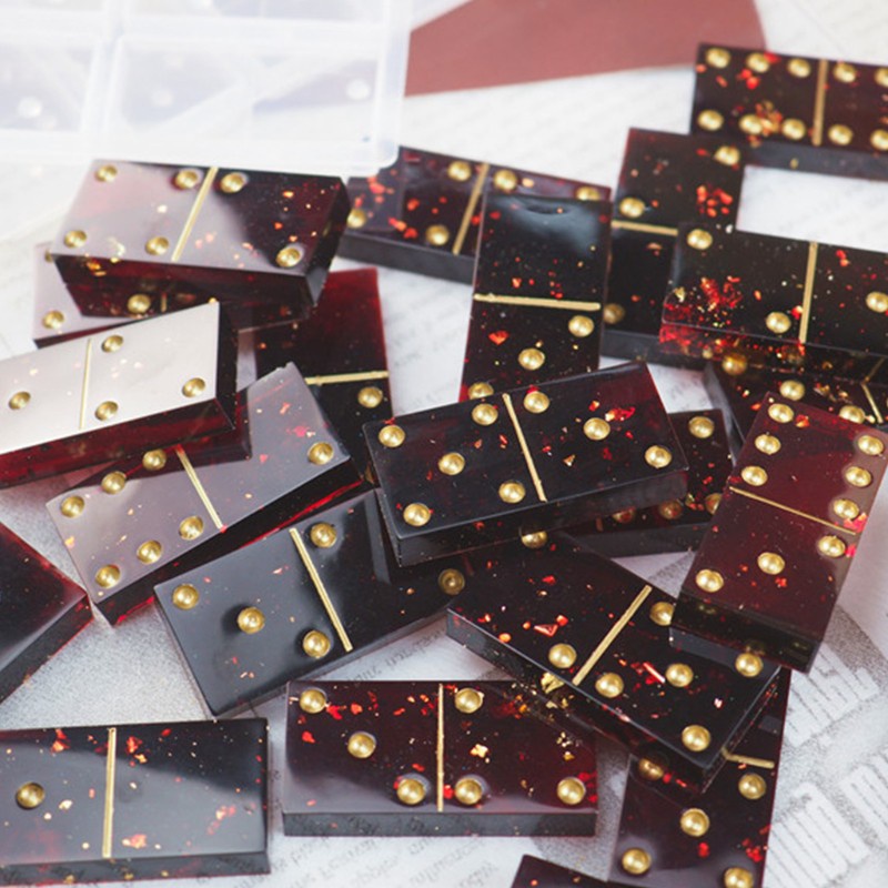 Khuôn silicon đổ nhựa resin Epoxy pha lê đúc domino thủ công
