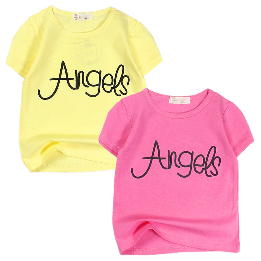 Áo thun bé gái size nhí cổ tròn in chữ Angel 6 tháng đến 2 tuổi từ 6 đến 12 kg chất shop 06143-06144