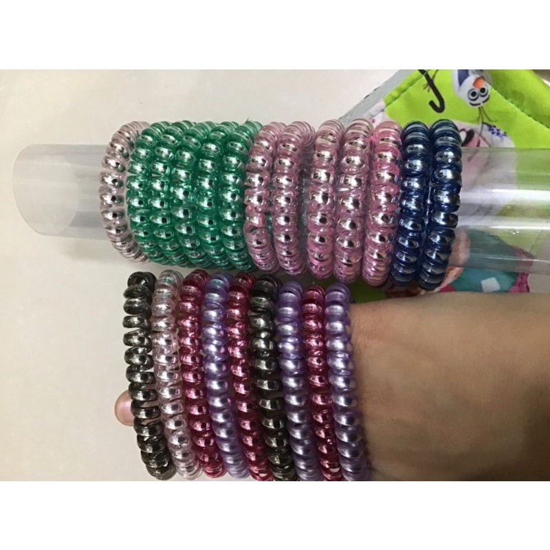 5 Dây buộc tóc lò xo - dây buộc tóc xoắn ánh nhũ loại to đủ màu