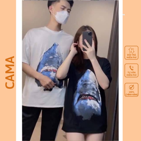 Áo thun nam nữ unisex tay lỡ form rộng cổ tròn in hình cá mặc nhóm CaMa Store M298