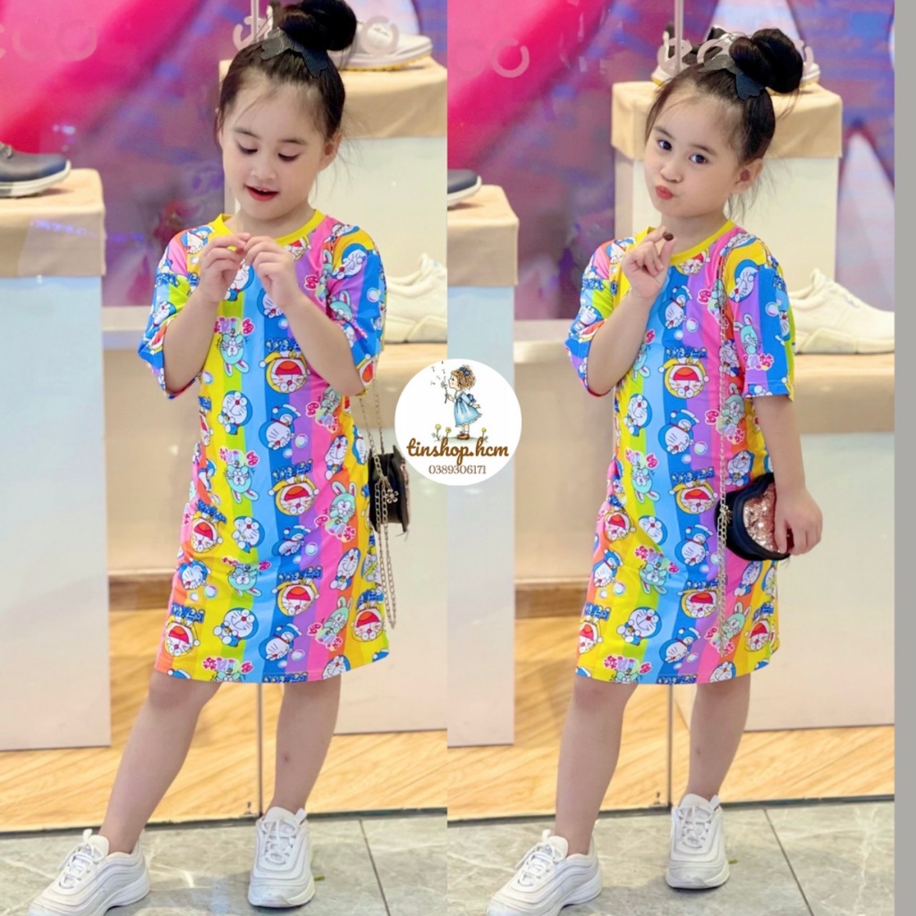 HCM-10-40Kg set đầm suông thun lạnh Ann's Kids hình - váy, đầm bé gái size đại