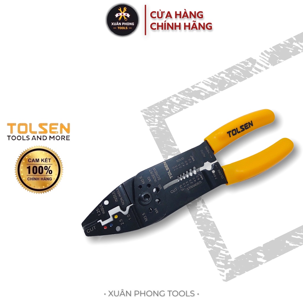 Kìm tuốt dây điện và bấm cốt TOLSEN 38052 | Xuân Phong Tools