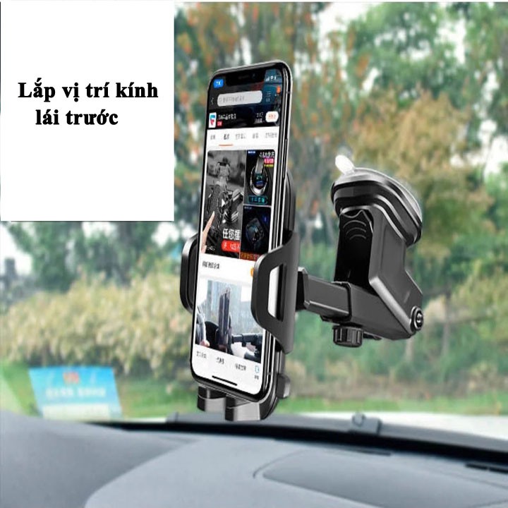 Giá đỡ điện thoại trên ô tô,kẹp điện thoại trên ô tô cao cấp xoay 360 đế hút chân không kết hợp keo dính chắc chắn