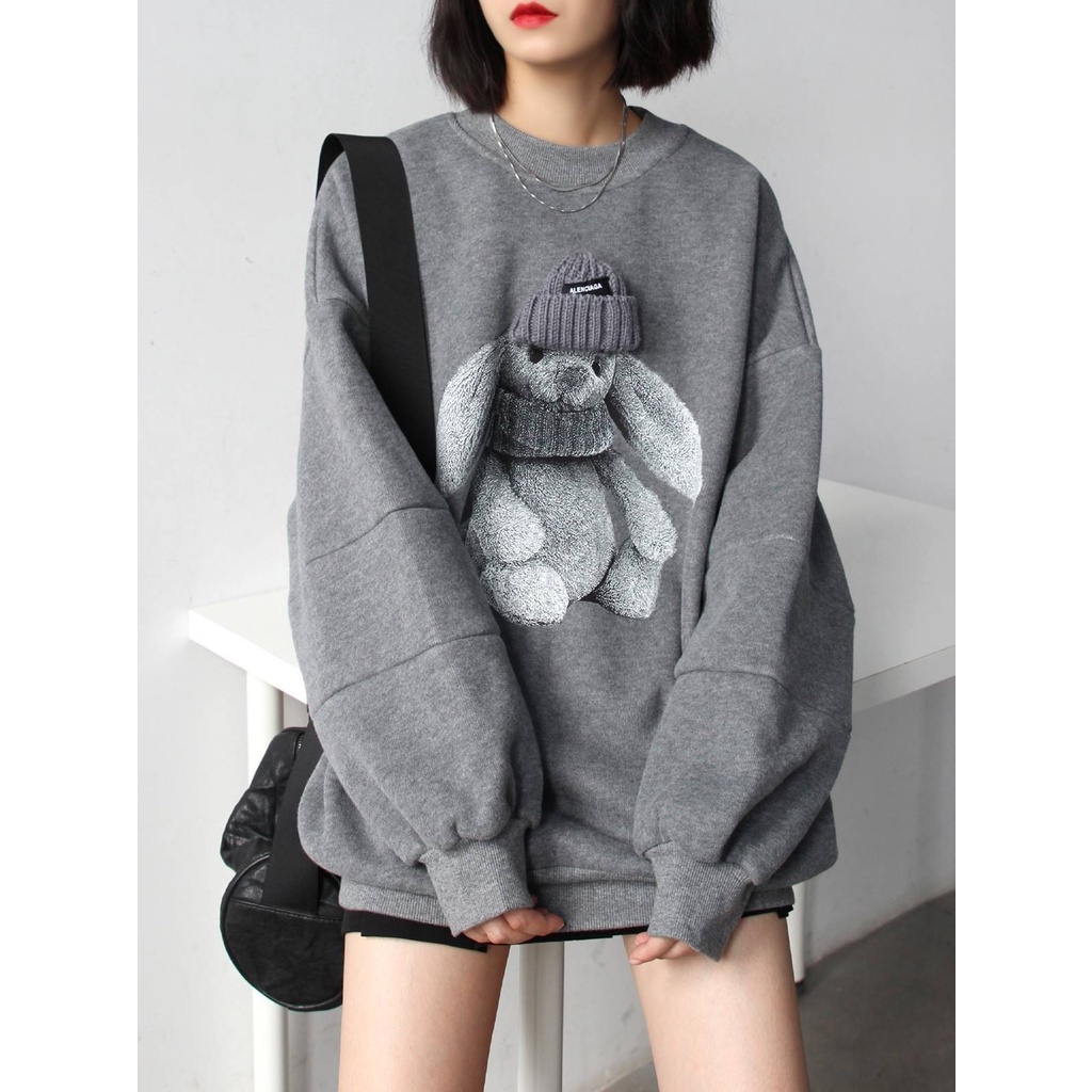 Áo nỉ mũ gấu len Quảng châu dày đẹp