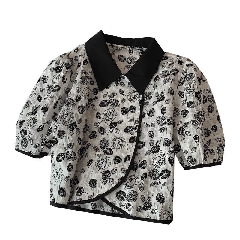 Áo Kiểu Tay Ngắn Phồng Họa Tiết Sọc Caro Phong Cách Pháp Ngọt Ngào Thời Trang Mùa Hè Mới Cho Nữ