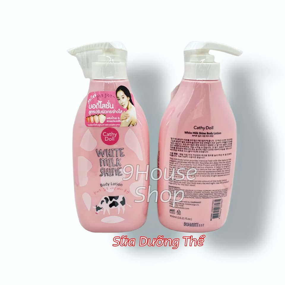 01 Chai Sữa Tắm hoặc Dưỡng Thể Bò HỒNG Cathy Doll White Milk Shine Thái Lan 450ml