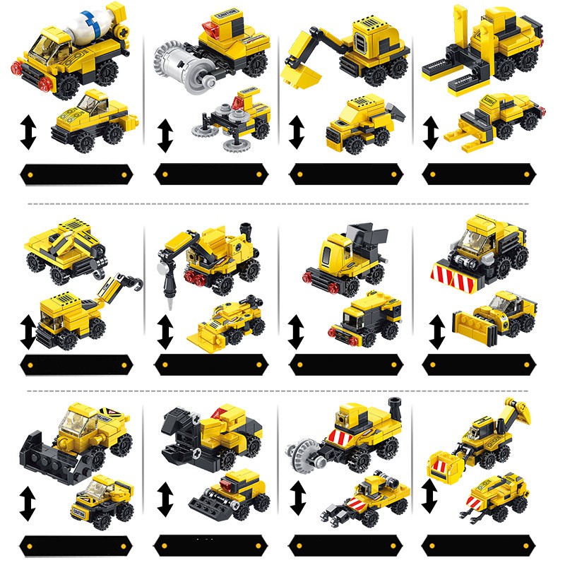Đồ chơi Lắp ráp Xe Xây dựng 12 in 1 - Construction Car Panlos 633054 - Đồ chơi trí tuệ - Xếp hình thông minh