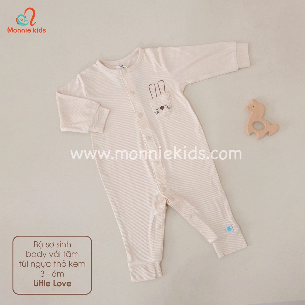 Body Lil Little Love chất liệu vải tăm túi ngực 0-3/3-6M - Monnie Kids