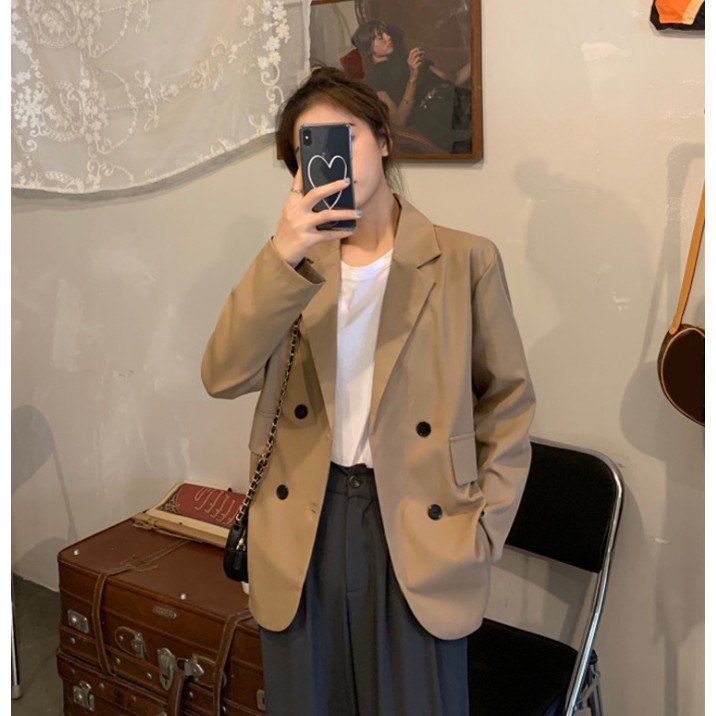 ao Blazer nữ 2 lớp túi nắp Hàn Quốc - Áo vest màu đen ulzzang | BigBuy360 - bigbuy360.vn