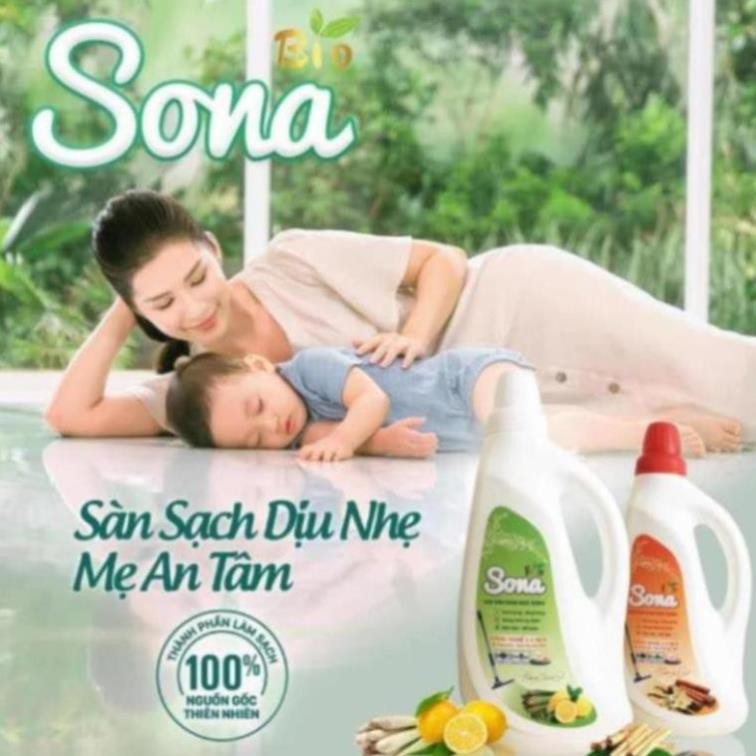 Nước Lau Sàn Đuổi Muỗ Hương Quế & Hương Chanh Sả SoNa 1.25kg, Lau Sạch Vết Bẩn Khó, Không Hại Men Gạch, Phù Hợp Sàn Gỗ