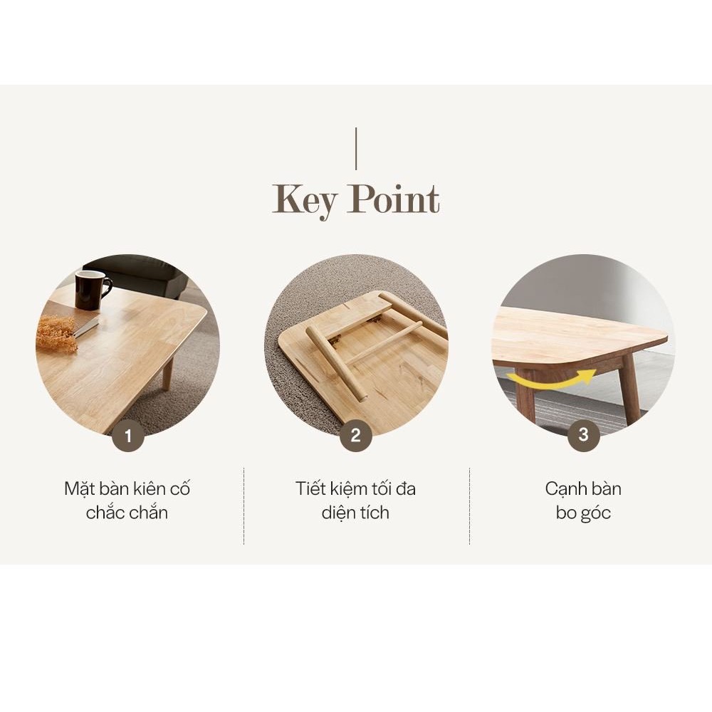Bàn trà 2 tầng gỗ cao su chắc chắn, lắp ráp, gấp gon tiện dụng, Hàng xuất khẩu - Nội | BigBuy360 - bigbuy360.vn