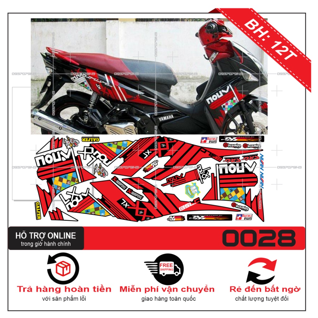 TEM XE NOUVO 4 LX ZIN ĐỎ ĐEN -- SHIN DECAL 2