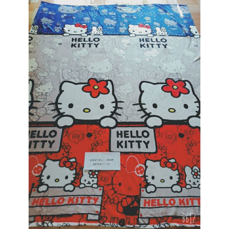 Mền tuyết nhung 1m6x2m2 mèo kitty nhiều màu ẢNH THẬT