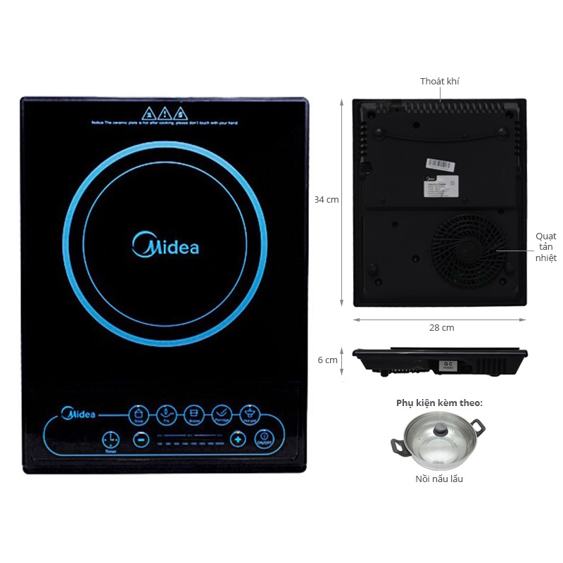 Bếp điện từ Midea MI-B2016DA chính hãng