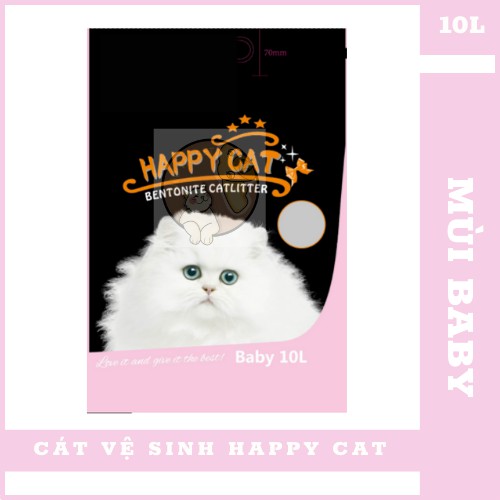 ( Siêu Tiết Kiệm ) Cát Vệ Sinh Happy Cat Cho Mèo 10L Mùi Baby, Thơm Phấn