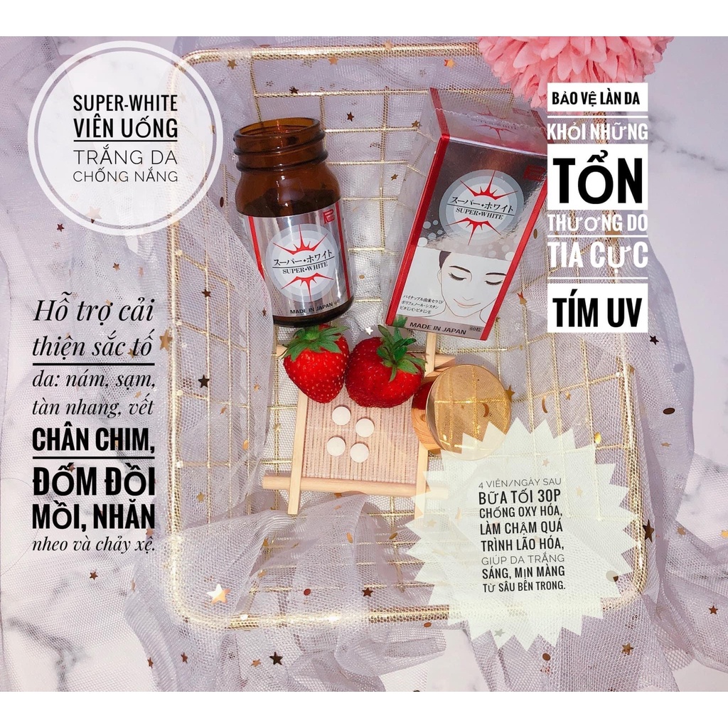 Viên uống trắng da, chống nắng Super White Ribeto Nhật Bản