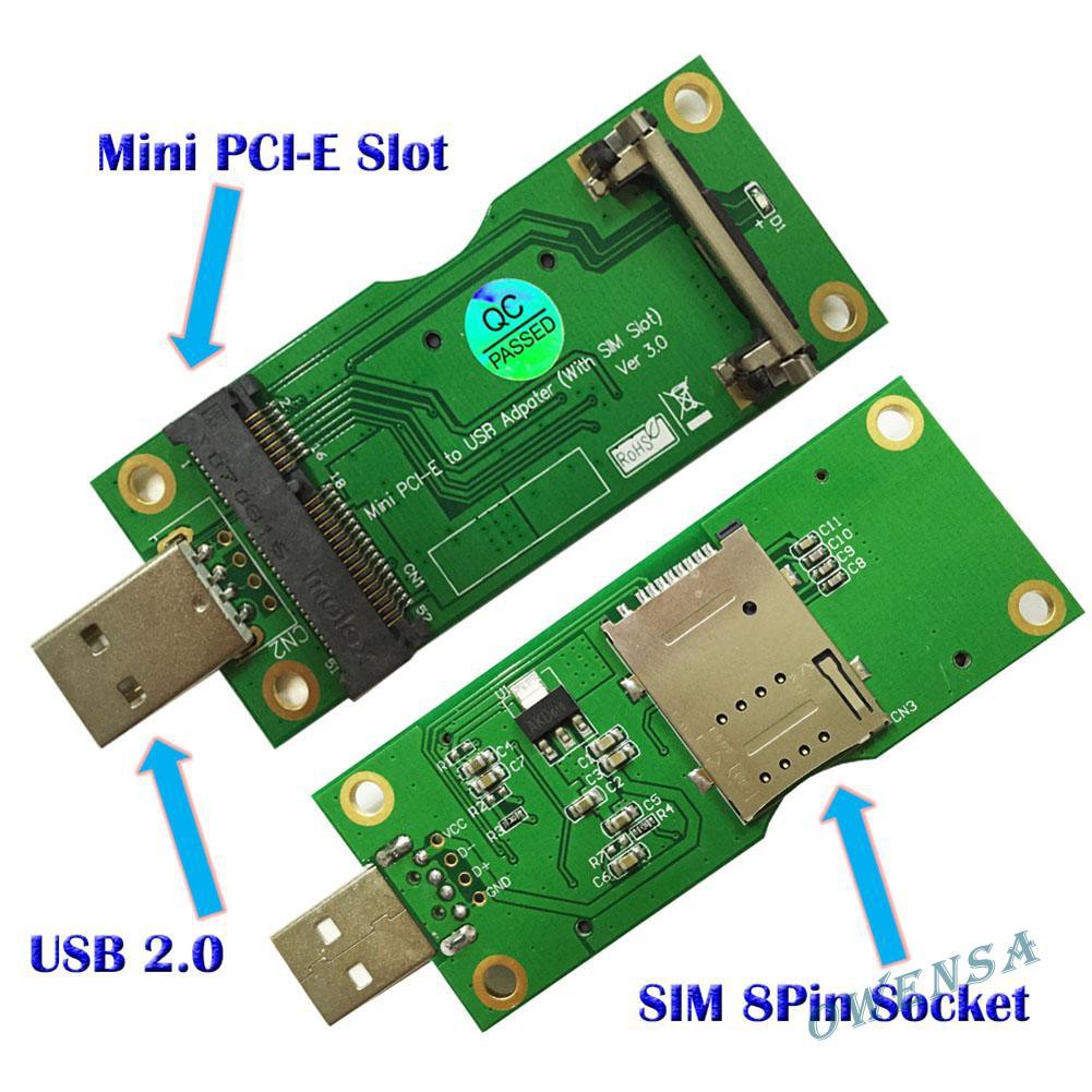 Đầu chuyển đổi Mini Pci-E sang USB với khe cắm thẻ sim 8 chân cho Wwan/Lte