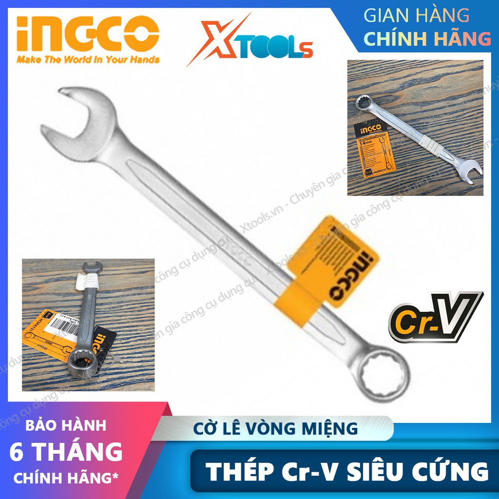 Cờ lê vòng miệng INGCO 24-36mm, cờ lê lực lục giác chất liệu thép C-rV siêu bền cứng chống rỉ sét cong vênh ăn mòn