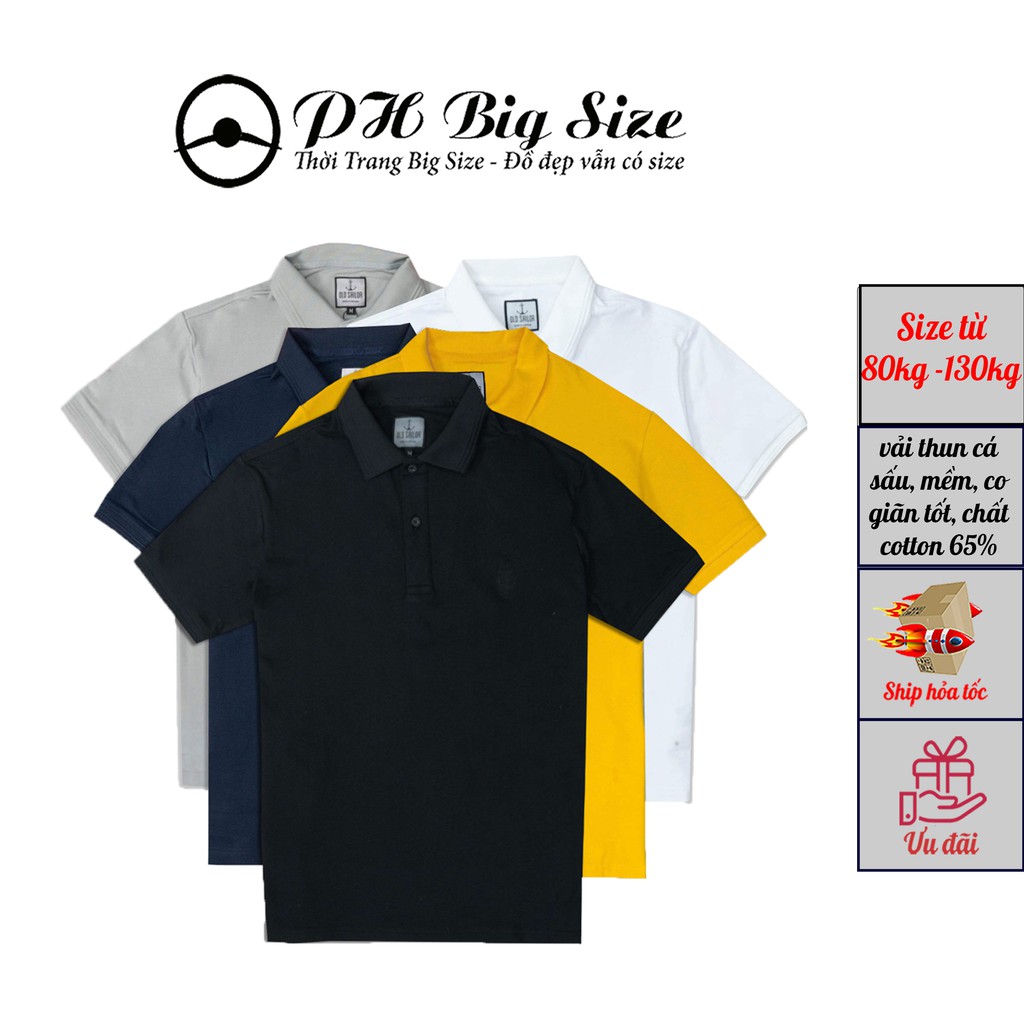 Áo Thun polo bigsize 80kg -130kg | Có cổ vải thun cá sấu size lớn -  A151 | BigBuy360 - bigbuy360.vn