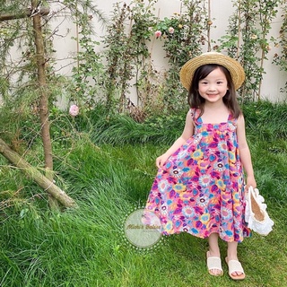 Váy 2 dây hoa nhí, váy maxi, đầm đi biển siêu xinh cho bé