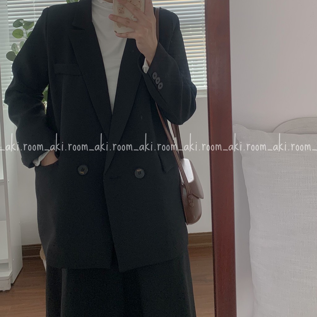 Áo blazer hai lớp túi vuông nắp hai khuy có độn vai mỏng chất dày dặn đứng dáng