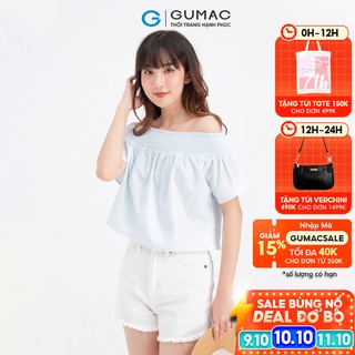 Áo kiểu nữ bẹt vai bo chun GUMAC AB653