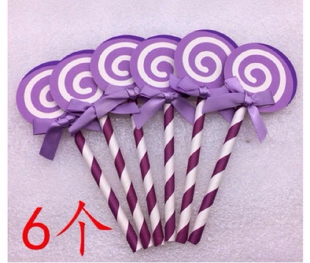 QUE CẮM BÁNH HÌNH CHIẾC KẸO CANDY ( set 6c) - cakes topper candy