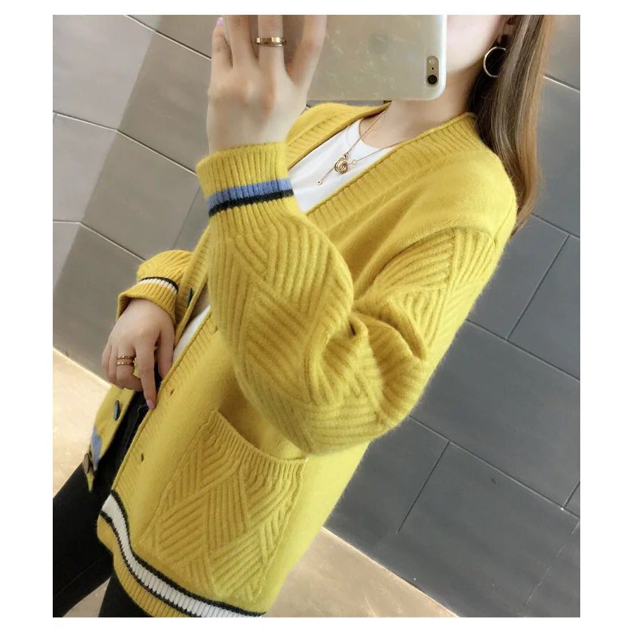 [KÈM QUÀ TẶNG] Áo Khoác Len Cadigan Dáng Ngắn Chất Đẹp Có Túi Phối Nút nhiều Màu Cực Xinh NaziAOLEN01 | BigBuy360 - bigbuy360.vn