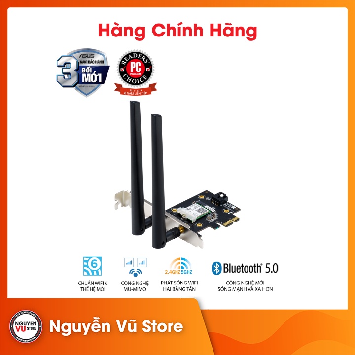 Card mạng PCIe WiFi 6 ASUS PCE-AX3000 Chuẩn AX3000 - Hàng chính hãng