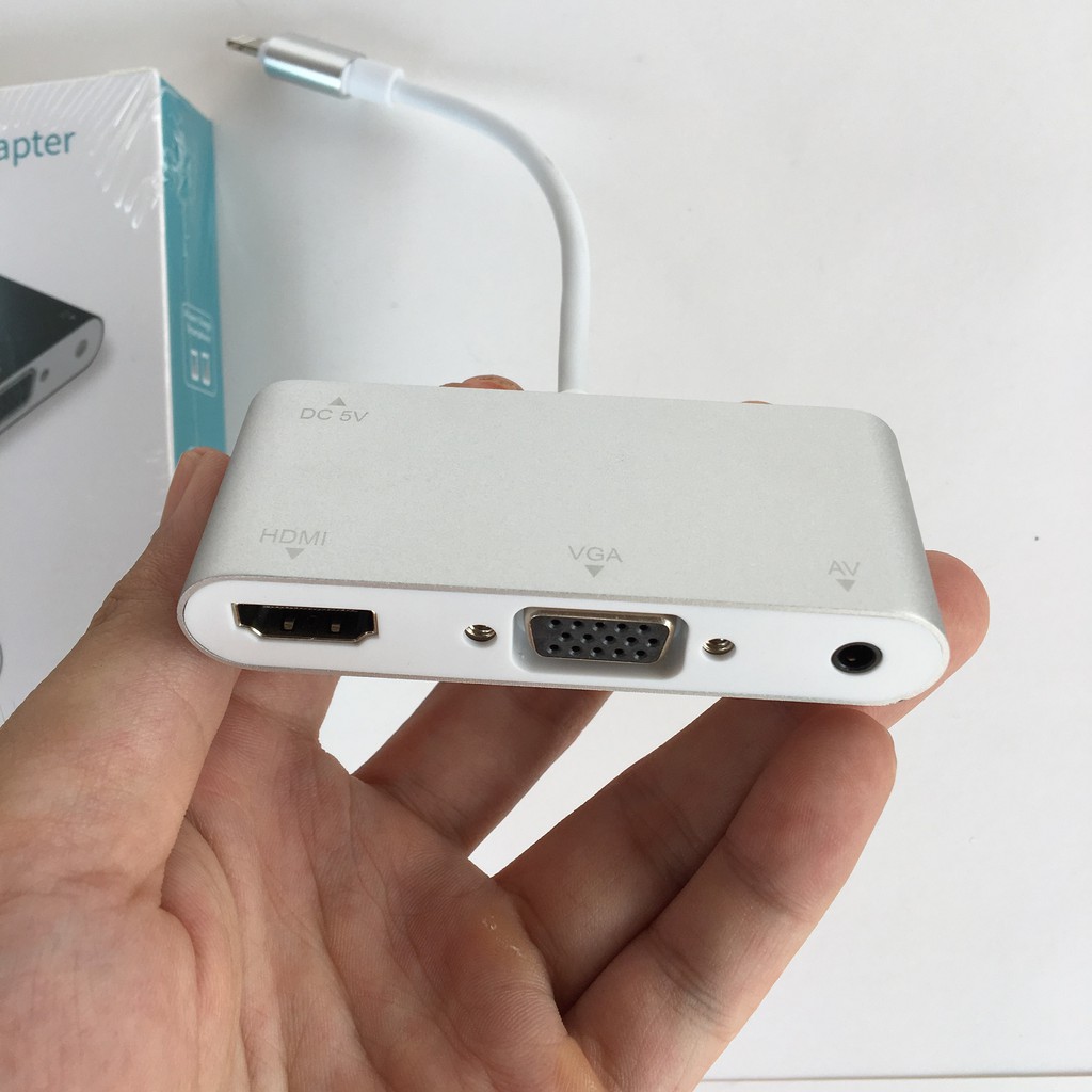 [Mã ELMS05 giảm 5% đơn 300k]Cáp chuyển tín hiệu iPhone Lightning to HDMI + VGA + Audio 3.5mm loại mới