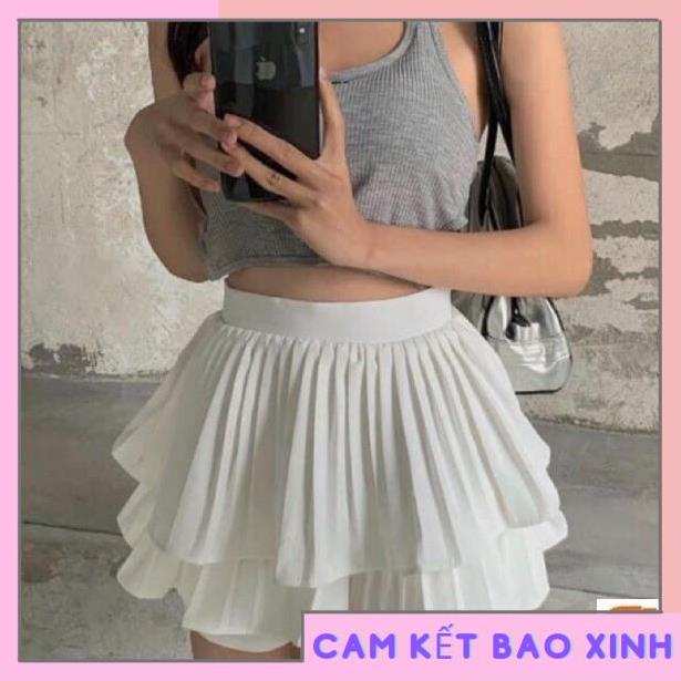 Chân váy 2 tầng xếp ly nhí (có quần trong) [Hàng Đẹp]